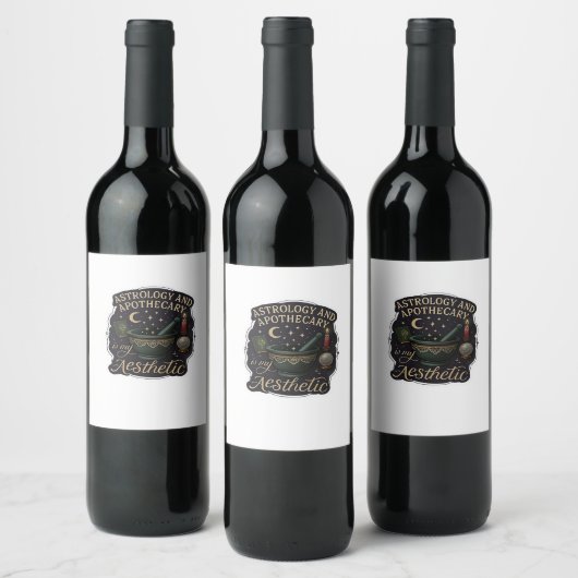 Whimsigoth Fantasy – Mystieke bossen, manen en man Wijn Etiket (Flessen)