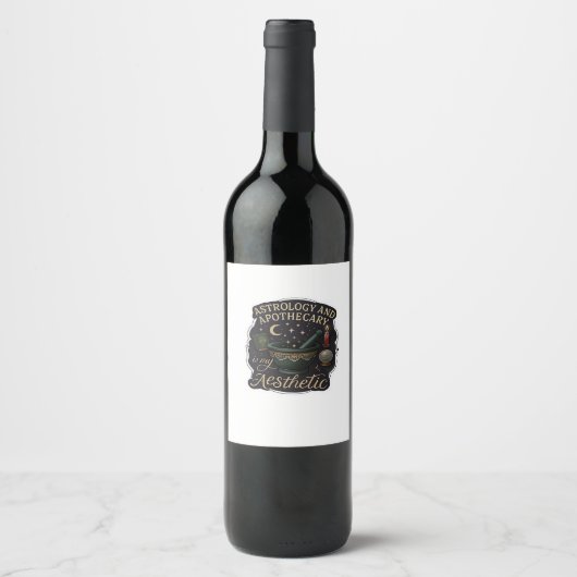 Whimsigoth Fantasy – Mystieke bossen, manen en man Wijn Etiket (Voorkant)