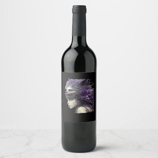 Whimsigoth Funny Design voor Halloween Wijn Etiket (Voorkant)