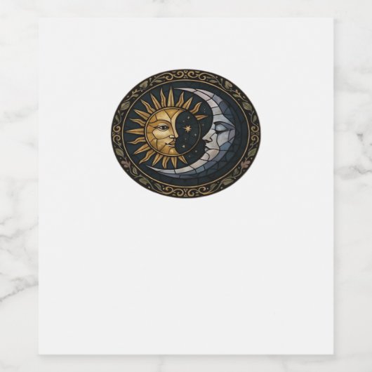 Whimsigoth Glas in lood Moon en Sun Classic Wijn Etiket (Enkel label)