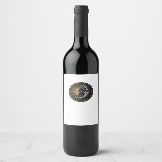 Whimsigoth Glas in lood Moon en Sun Classic Wijn Etiket (Voorkant)