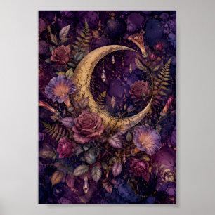 Whimsigoth Halvemaan Botanische Driehoeksbloem Poster