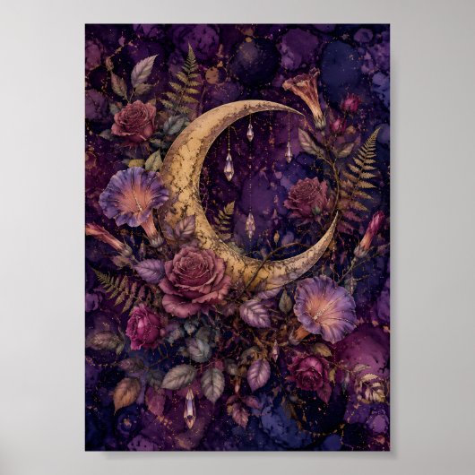 Whimsigoth Halvemaan Botanische Driehoeksbloem Poster (Voorkant)