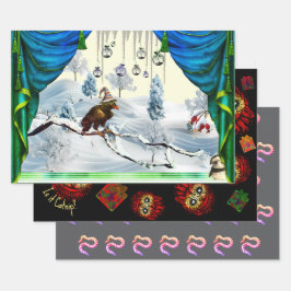 WHIMSIGOTH HOLIDAY wrapping paper 3 vel-set