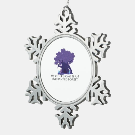 Whimsigoth Ink – Mystieke bossen, manen en magie Tin Sneeuwvlok Ornament (Rechts)