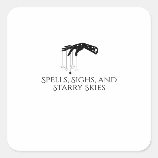 Whimsigoth Inkt – Mystieke Bossen, Manen & Magie O Vierkante Sticker (Voorkant)