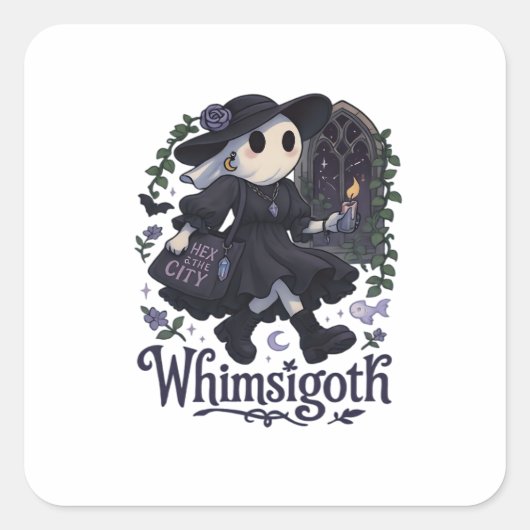 Whimsigoth Met City Classic – Stedelijke Magie Ont Vierkante Sticker (Voorkant)
