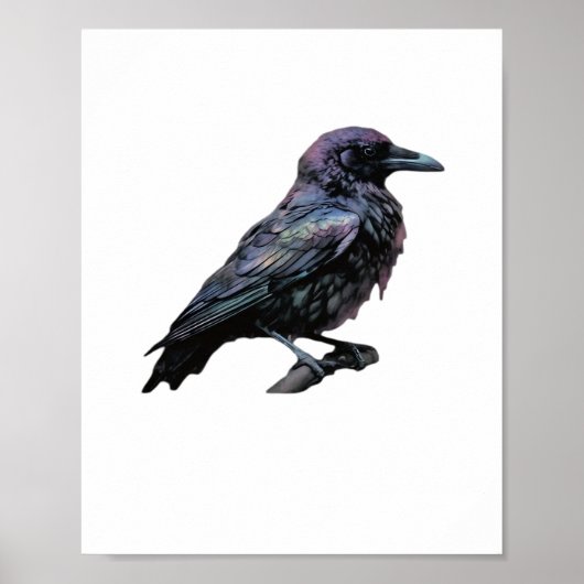 Whimsigoth Moody Floral Grungy Corvus, Raven, Crow Poster (Voorkant)