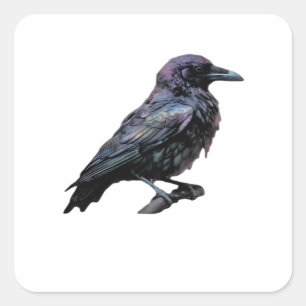 Whimsigoth Moody Floral Grungy Corvus, Raven, Crow Vierkante Sticker
