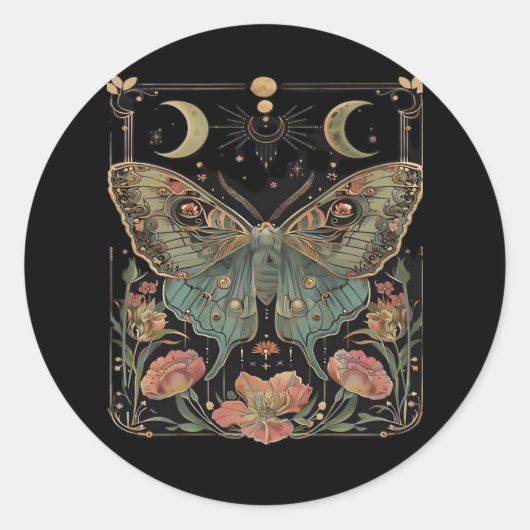 Whimsigoth Moth Shirt, Botanische Vlinder T Shirt Ronde Sticker (Voorkant)