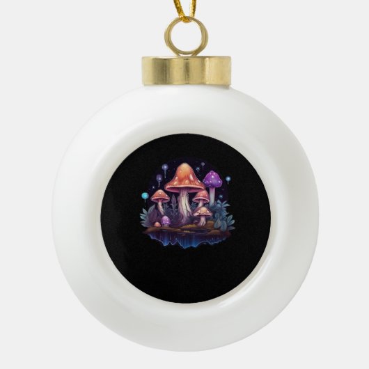 Whimsigoth Mushrooms And Crystals Keramische Bal Ornament (Voorkant)