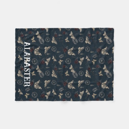 Whimsigoth Navy Gepersonaliseerde Baby Moth Deken (Voorkant (Horizontaal))