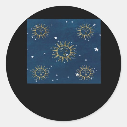 Whimsigoth Night Sky Sun Moon Witchy Classic Desig Ronde Sticker (Voorkant)