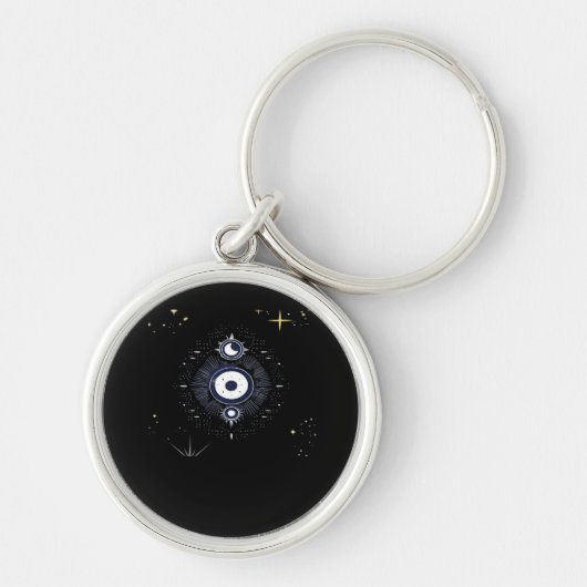 Whimsigoth Night Sky Sun Moon Witchy Classic Vinta Sleutelhanger (Voorkant)