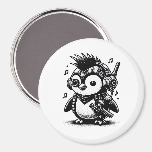 Whimsigoth Punkrock Weirdcore Penguin kunst Magneet (Voorkant / Achterkant)