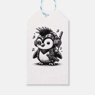 Whimsigoth Punkrock Weirdcore Pinguïn Vintage Kuns Cadeaulabel