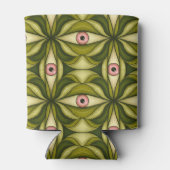 Whimsigoth Roze Oog Groen Botanisch Maximalistisch Blikjeskoeler (Achterkant)