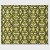 Whimsigoth Roze Oog Groen Botanisch Maximalistisch Cadeaupapier (Vlak)