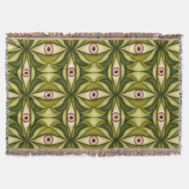 Whimsigoth Roze Oog Groen Botanisch Maximalistisch Deken