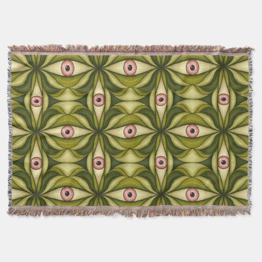 Whimsigoth Roze Oog Groen Botanisch Maximalistisch Deken (Voorkant)
