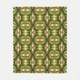 Whimsigoth Roze Oog Groen Botanisch Maximalistisch Fleece Deken