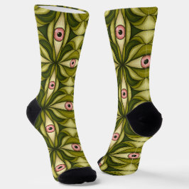 Whimsigoth Roze Oog Groen Botanisch Maximalistisch Sokken