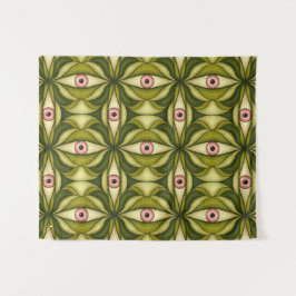 Whimsigoth Roze Oog Groen Botanisch Maximalistisch Wandkleed
