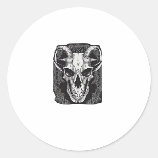 Whimsigoth Schedel Gotisch Esthetisch Ontwerp Klas Ronde Sticker (Voorkant)