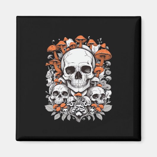 Whimsigoth Skulls & Mushrooms  Botanische leeftijd Magneet (Voorkant)