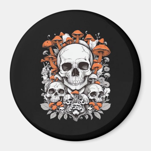 Whimsigoth Skulls & Mushrooms Botanische leeftijd Magneet (Voorkant)