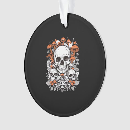 Whimsigoth Skulls & Mushrooms  Botanische leeftijd Ornament (voorkant)