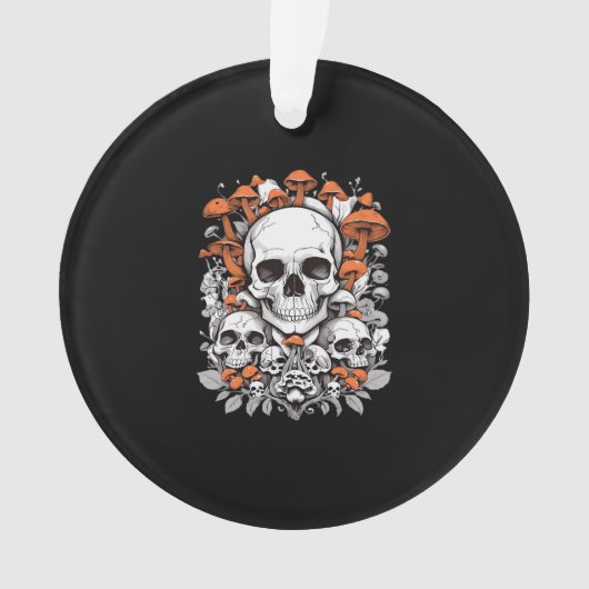 Whimsigoth Skulls & Mushrooms  Botanische leeftijd Ornament (voorkant)