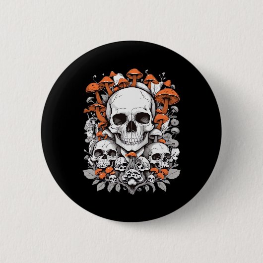 Whimsigoth Skulls & Mushrooms Botanische leeftijd Ronde Button 5,7 Cm (Voorkant)