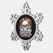 Whimsigoth Skulls & Mushrooms  Botanische leeftijd Tin Sneeuwvlok Ornament (Rechts)