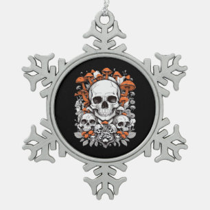 Whimsigoth Skulls & Mushrooms  Botanische leeftijd Tin Sneeuwvlok Ornament