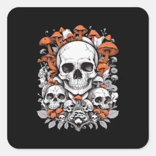 Whimsigoth Skulls & Mushrooms Botanische leeftijd Vierkante Sticker
