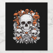 Whimsigoth Skulls & Mushrooms Botanische leeftijd Wijn Etiket (Enkel label)