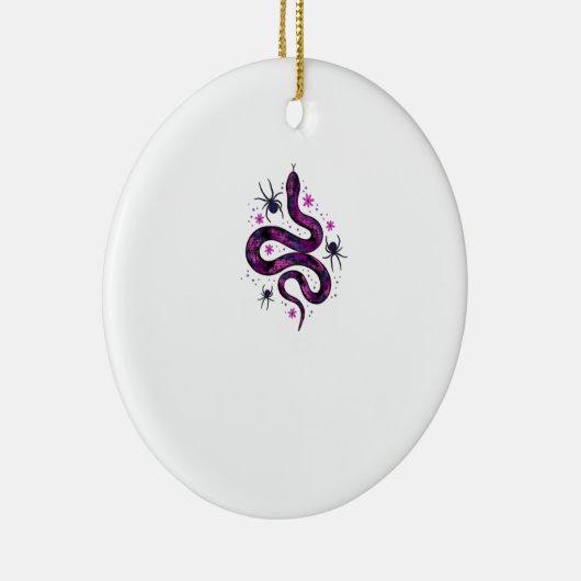 Whimsigoth Snake Flowers Classic Keramisch Ornament (Rechts)