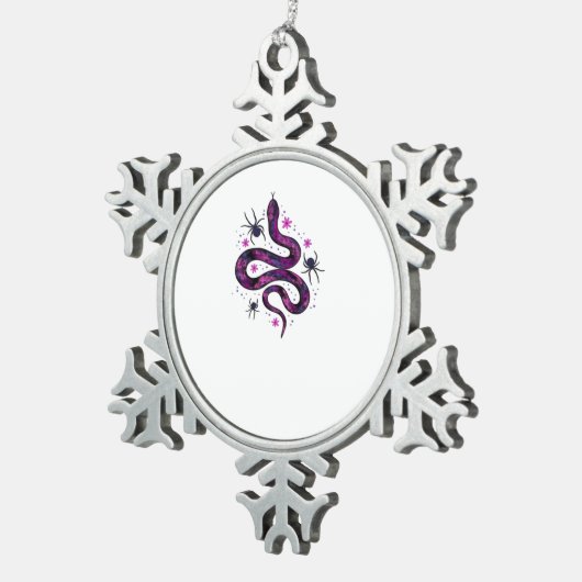 Whimsigoth Snake Flowers Classic Tin Sneeuwvlok Ornament (Rechts)