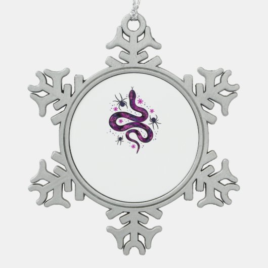 Whimsigoth Snake Flowers Classic Tin Sneeuwvlok Ornament (Voorkant)