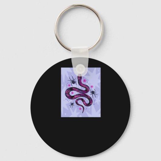 Whimsigoth Snake Spinnen Bloemen Sleutelhanger (Voorkant)