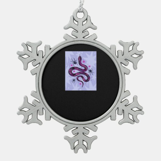 Whimsigoth Snake Spinnen Bloemen Tin Sneeuwvlok Ornament (Voorkant)