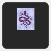 Whimsigoth Snake Spinnen Bloemen Vierkante Sticker (Voorkant)