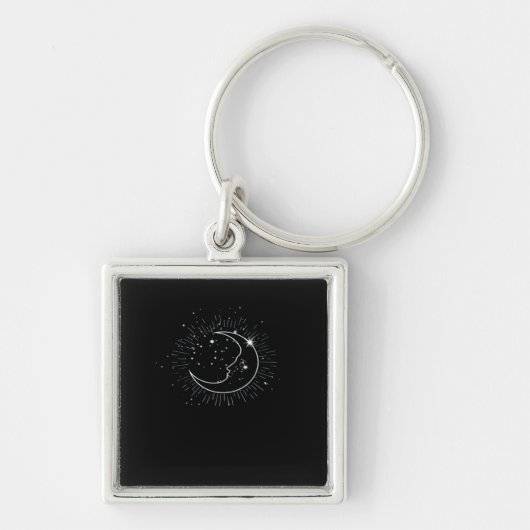 Whimsigoth Sterrennacht Moon Witchy Classic Sleutelhanger (Voorkant)