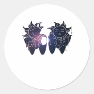 Whimsigoth Sterrennacht Sun Moon Witchy Classic Ronde Sticker