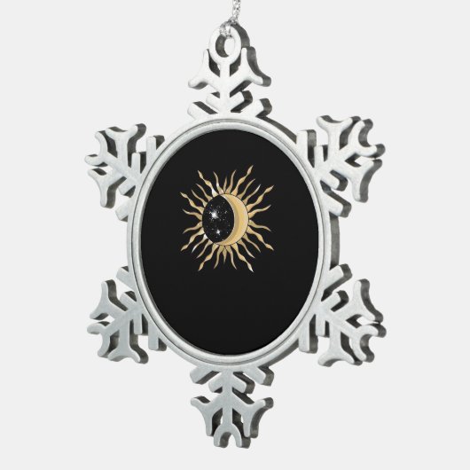 Whimsigoth Sun Moon Space Classic Tin Sneeuwvlok Ornament (Rechts)