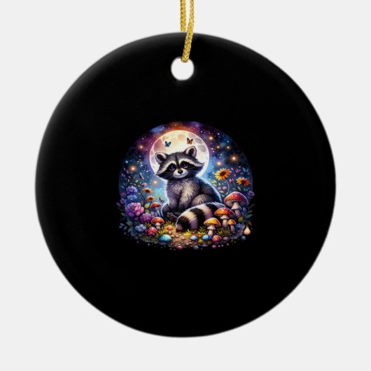 Whimsigoth Wasbeer van Moonlight, Schattigee kleur Keramisch Ornament (Voorkant)