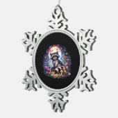 Whimsigoth Wasbeer van Moonlight, Schattigee kleur Tin Sneeuwvlok Ornament (Rechts)