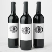 Whimsigoth Watercolour Sun Moon Witchy Classic Wijn Etiket (Flessen)