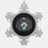 Whimsigoth Witch binnen een klassieker Tin Sneeuwvlok Ornament (Voorkant)